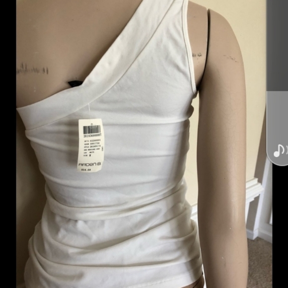 Arden B Logo One shoulder stretch top, white, never worn - Picture 2 of 3
